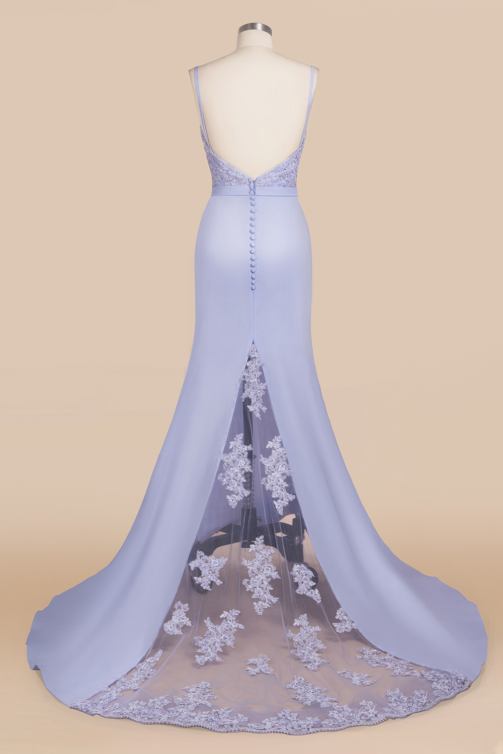 Spaghetti Straps Open Back Lace Mermaid Prom Dresses | Elegant Evening Dresses long