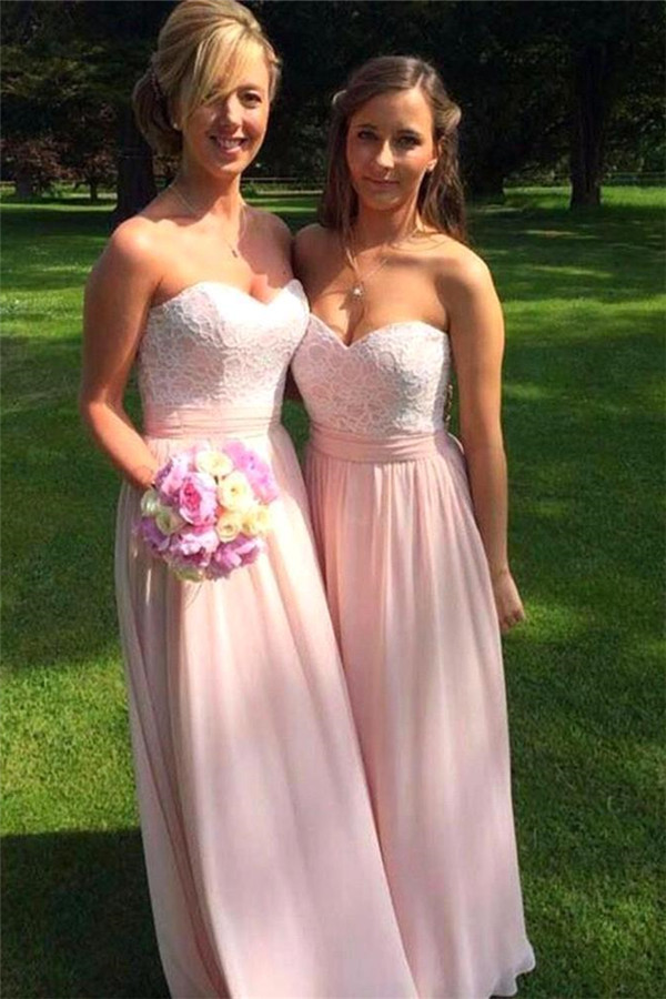 New Arrival Sweetheart Appliques Lace Ruched Chiffon Bridesmaid Dress
