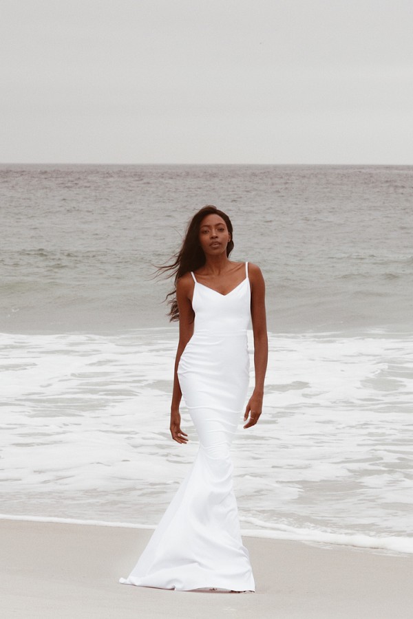 Casual Spaghetti Strap Sweetheart Backless Fitted Mermaid Wedding Dress | Beach Wedding Gown