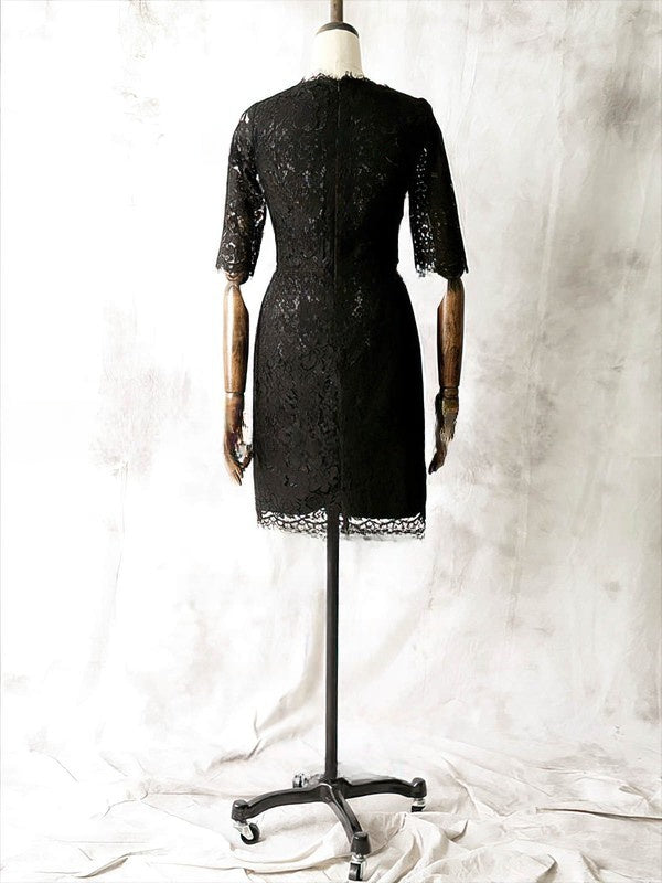 Gorgeous Black Lace Mother of the Bride Dresses - Short/Mini Scoop Neck 1/2 Sleeve