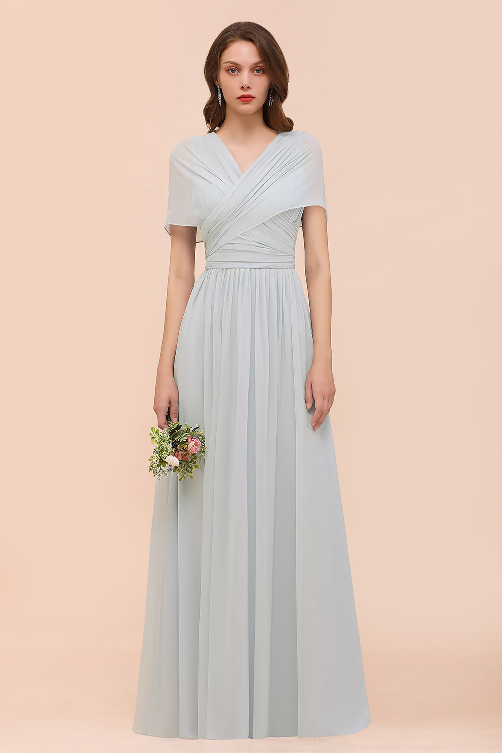Gorgeous Ruffle Convertible Mist Chiffon Bridesmaid Dresses Online-Babyonlinedress