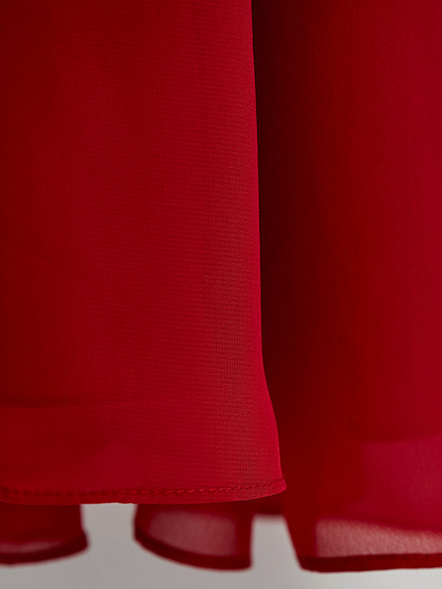 Long A-Line Square Neck Chiffon Junior Bridesmaid Dress With Lace Ruching-Babyonlinedress