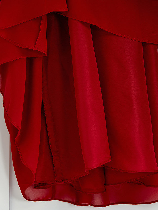 Long A-Line Square Neck Chiffon Junior Bridesmaid Dress With Lace Ruching-Babyonlinedress