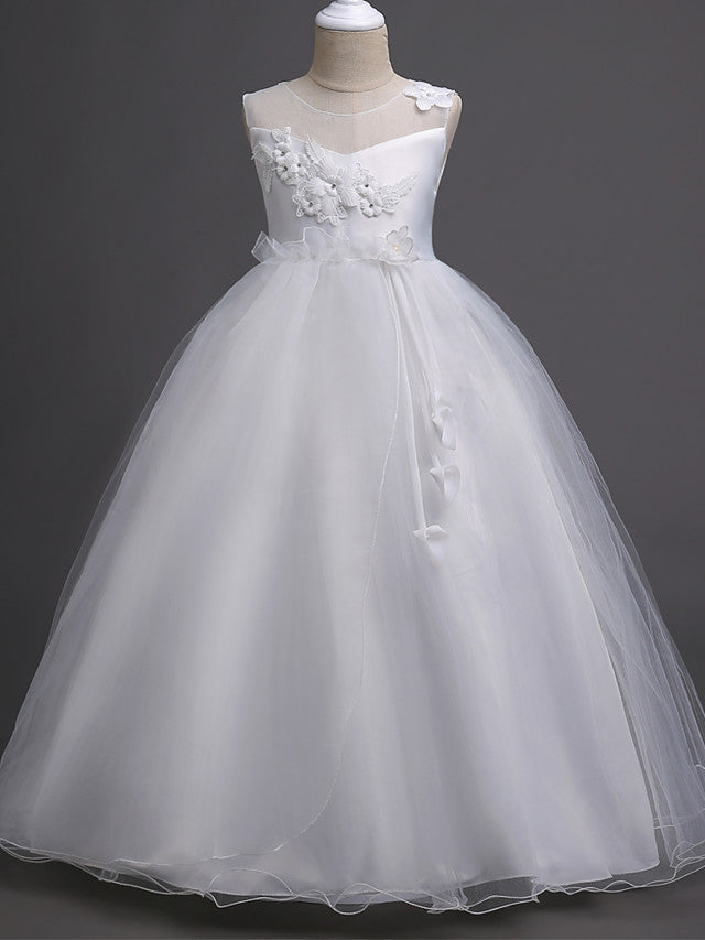 Long Princess Tulle Wedding Birthday Pageant Flower Girl Dresses-Babyonlinedress