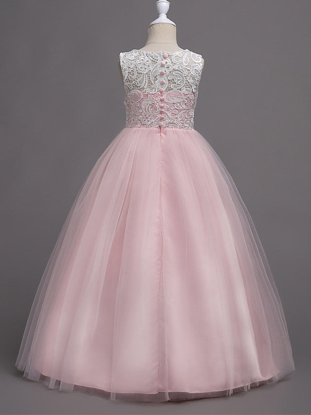 Long Princess Wedding Party Pageant Flower Girl Dresses-Babyonlinedress