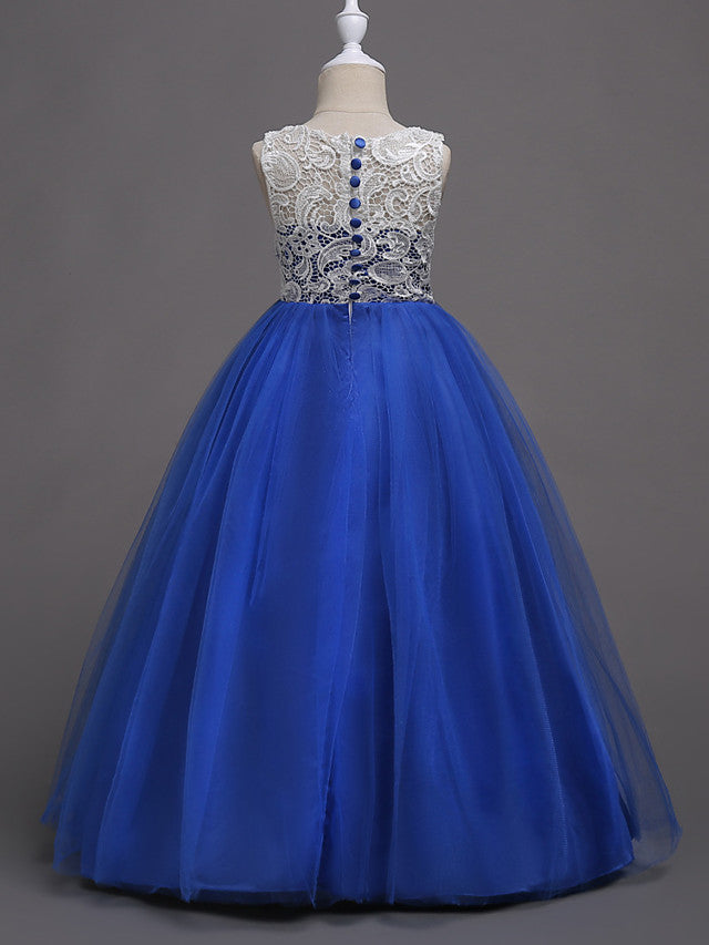 Long Princess Wedding Party Pageant Flower Girl Dresses-Babyonlinedress