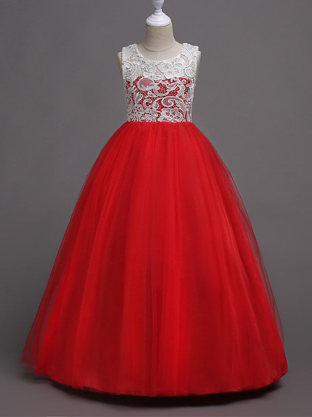 Long Princess Wedding Party Pageant Flower Girl Dresses-Babyonlinedress