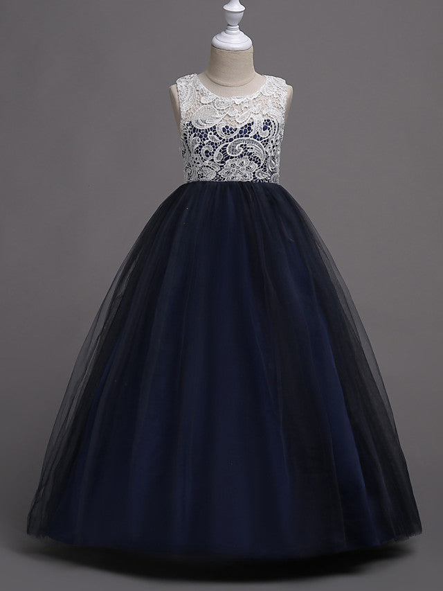 Long Princess Wedding Party Pageant Flower Girl Dresses-Babyonlinedress