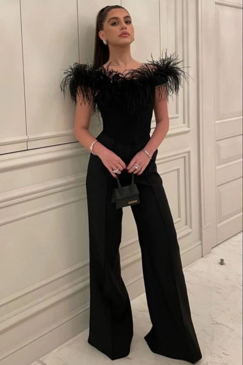 Luxury Strapless Party Jumpsuit with Off-the-Shoulder Patchwork-Babyonlinedress