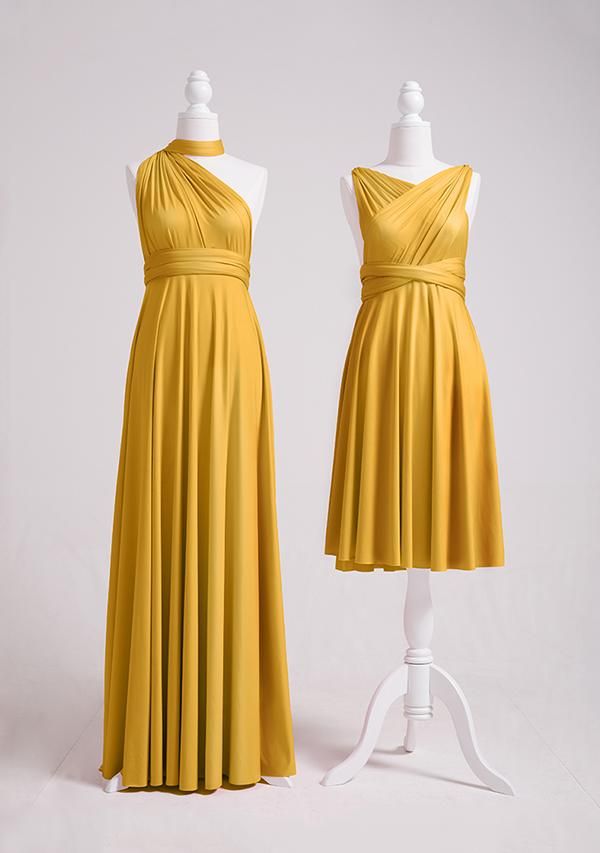 Mustard Multiple A-Line Bridesmaid Dresses Long-Babyonlinedress