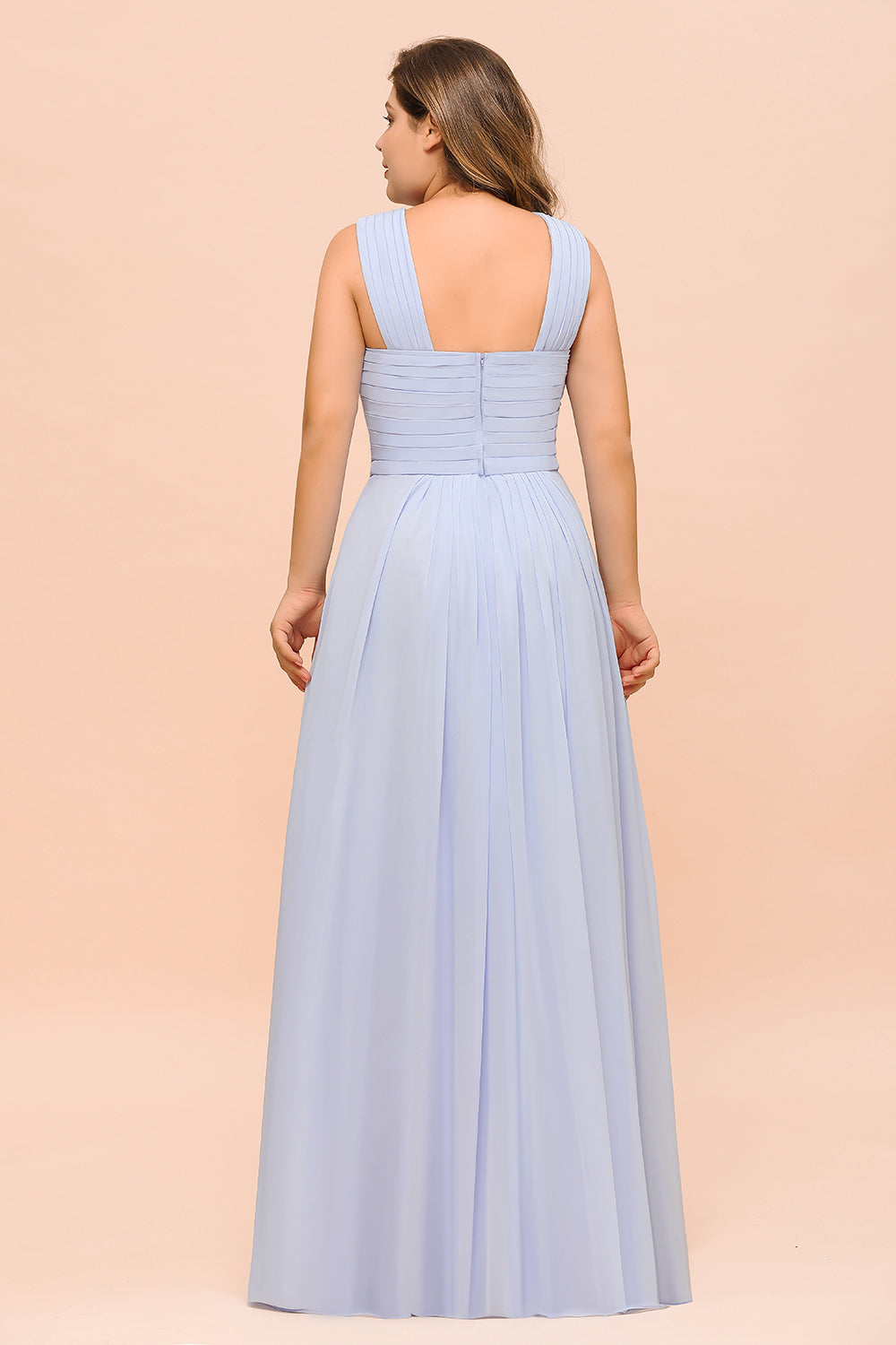 Plus Size Affordable Lavender Chiffon Bridesmaid Dresses with Ruffle-Babyonlinedress