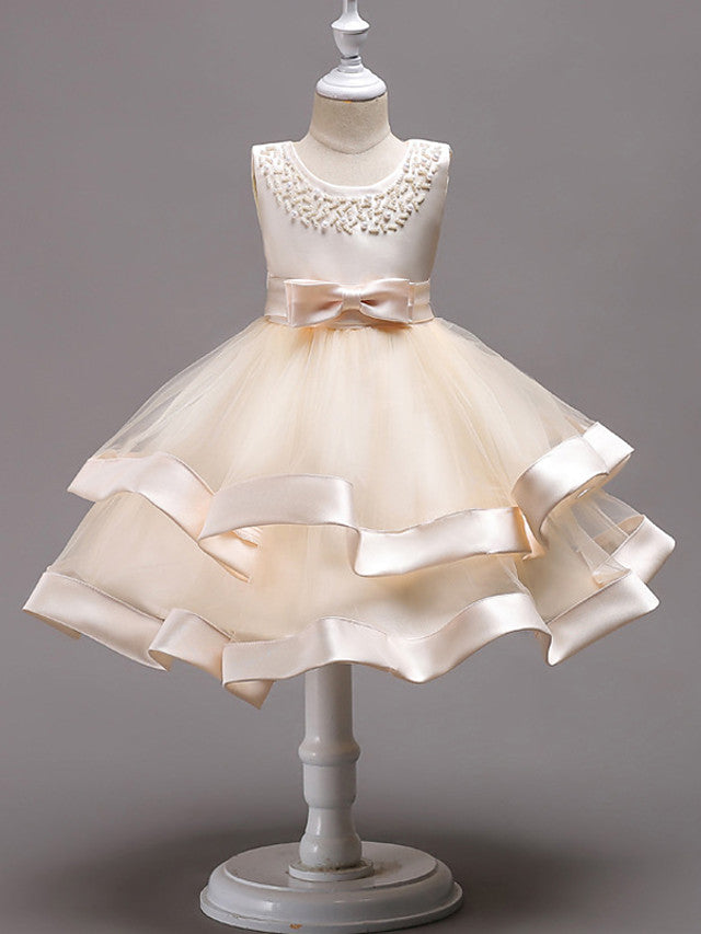 Short Princess Jewel Neck Wedding First Communion Pageant Flower Girl Dresses-Babyonlinedress
