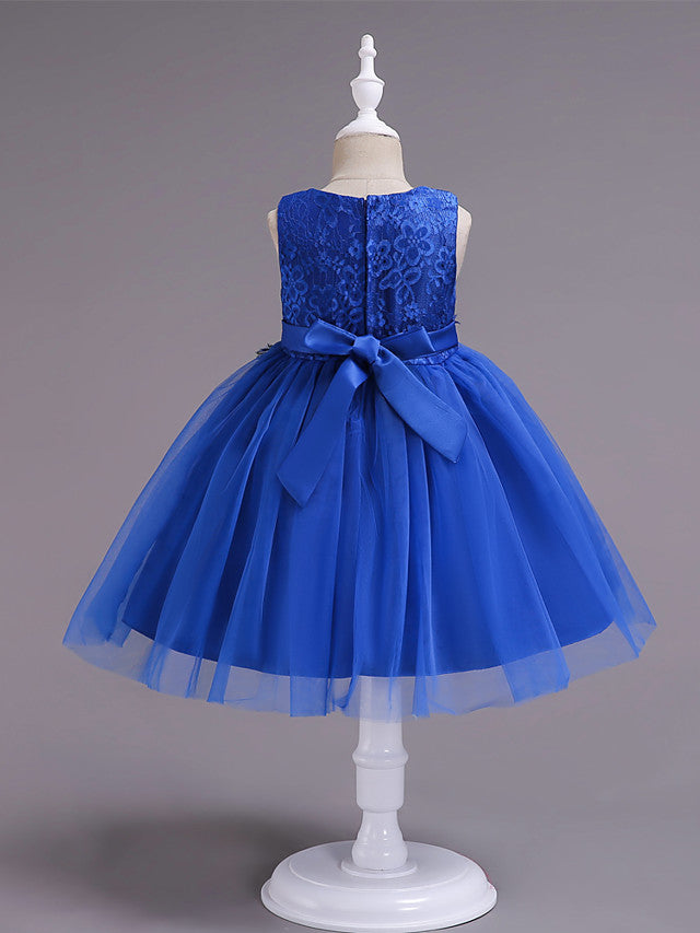 Short Princess Lace Tulle Sleeveless Jewel Neck Wedding Birthday Party Dresses-Babyonlinedress