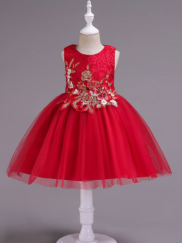 Short Princess Lace Tulle Sleeveless Jewel Neck Wedding Birthday Party Dresses-Babyonlinedress