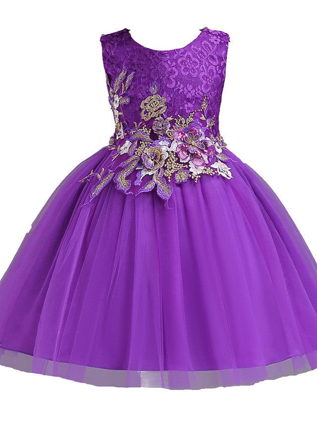 Short Princess Lace Tulle Sleeveless Jewel Neck Wedding Birthday Party Dresses-Babyonlinedress