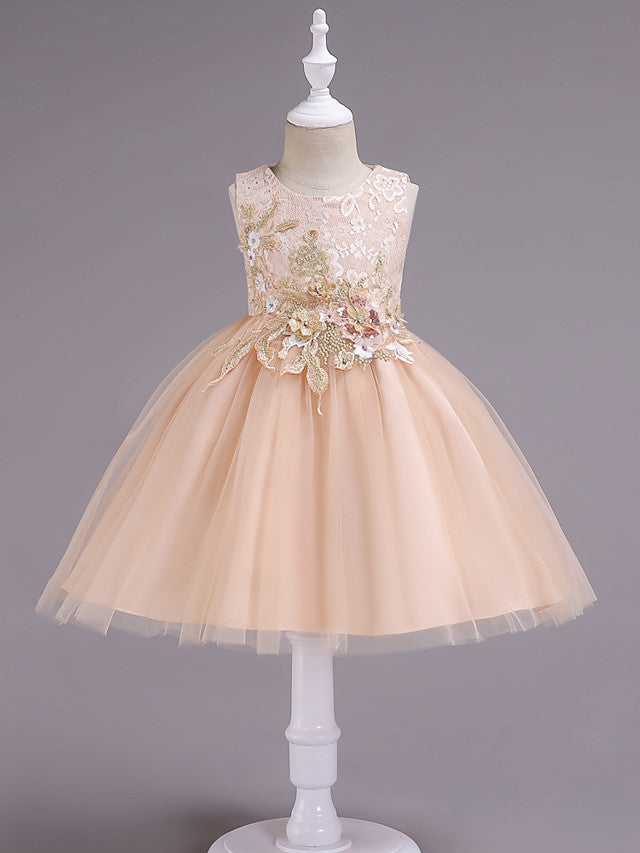 Short Princess Lace Tulle Sleeveless Jewel Neck Wedding Birthday Party Dresses-Babyonlinedress