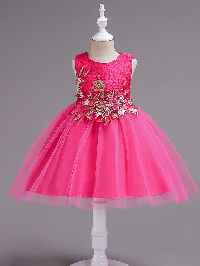 Short Princess Lace Tulle Sleeveless Jewel Neck Wedding Birthday Party Dresses-Babyonlinedress