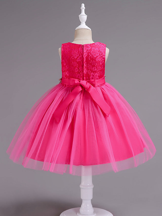 Short Princess Lace Tulle Sleeveless Jewel Neck Wedding Birthday Party Dresses-Babyonlinedress