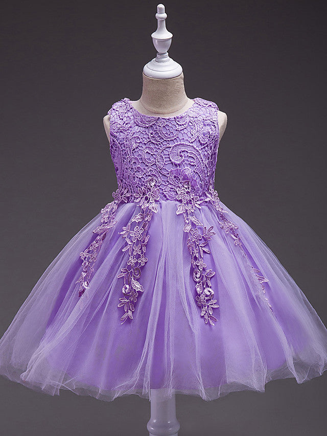Short Princess Polyester Sleeveless Jewel Neck Party Pageant Flower Girl Dresses-Babyonlinedress