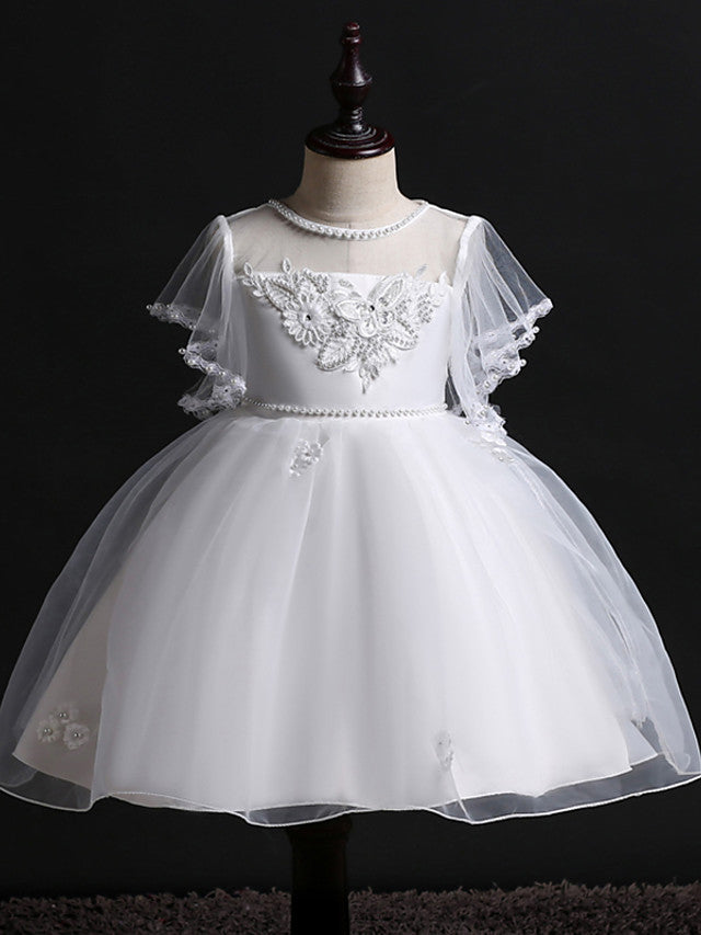 Short Princess Satin Tulle Flower Girl Dresses Wedding Birthday Party Dresses-Babyonlinedress