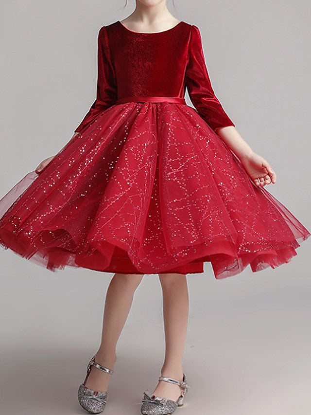 Short Princess Tulle Pageant Flower Girl Dresses with Sleeves-Babyonlinedress