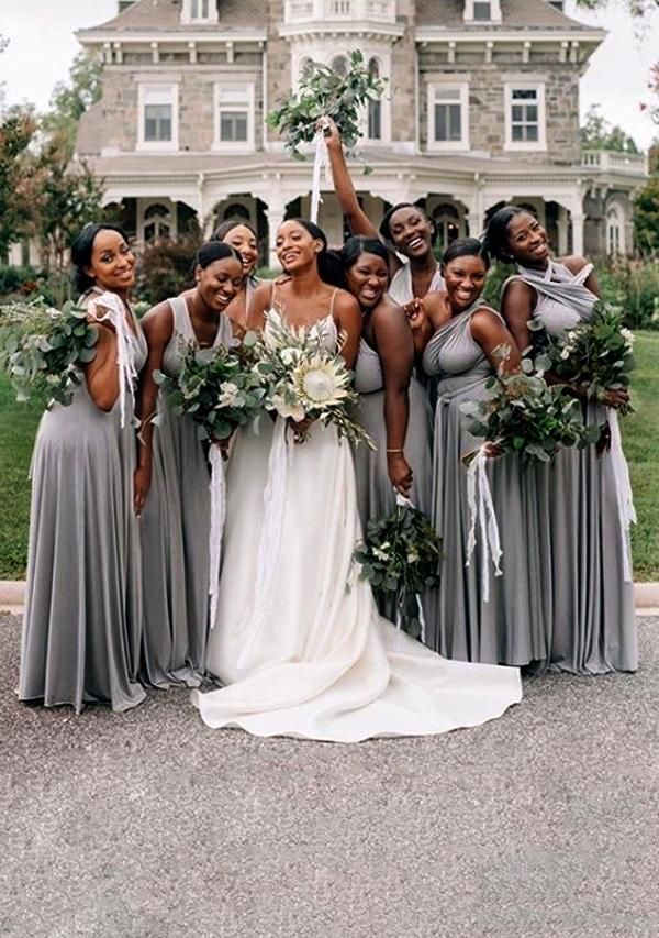 Silver Multiple A-Line Bridesmaid Dresses-Babyonlinedress