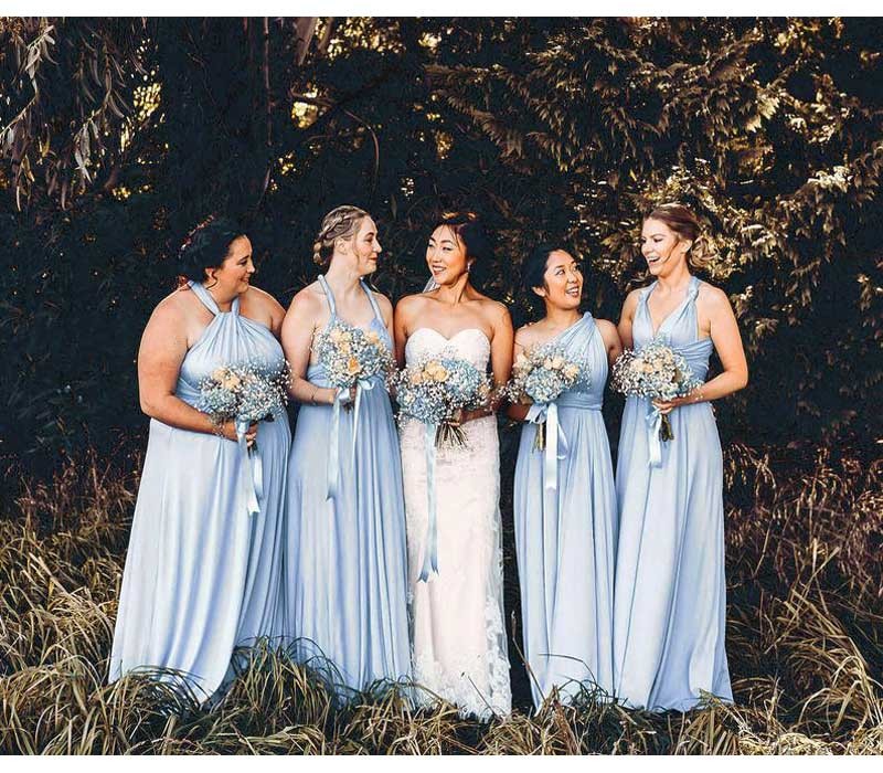 Sky Blue Ruffles Multiway Infinity A-Line Bridesmaid Dresses-Babyonlinedress