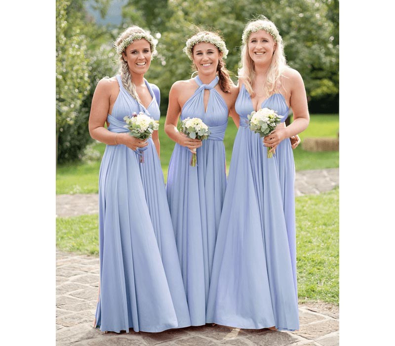 Sky Blue Ruffles Multiway Infinity A-Line Bridesmaid Dresses-Babyonlinedress
