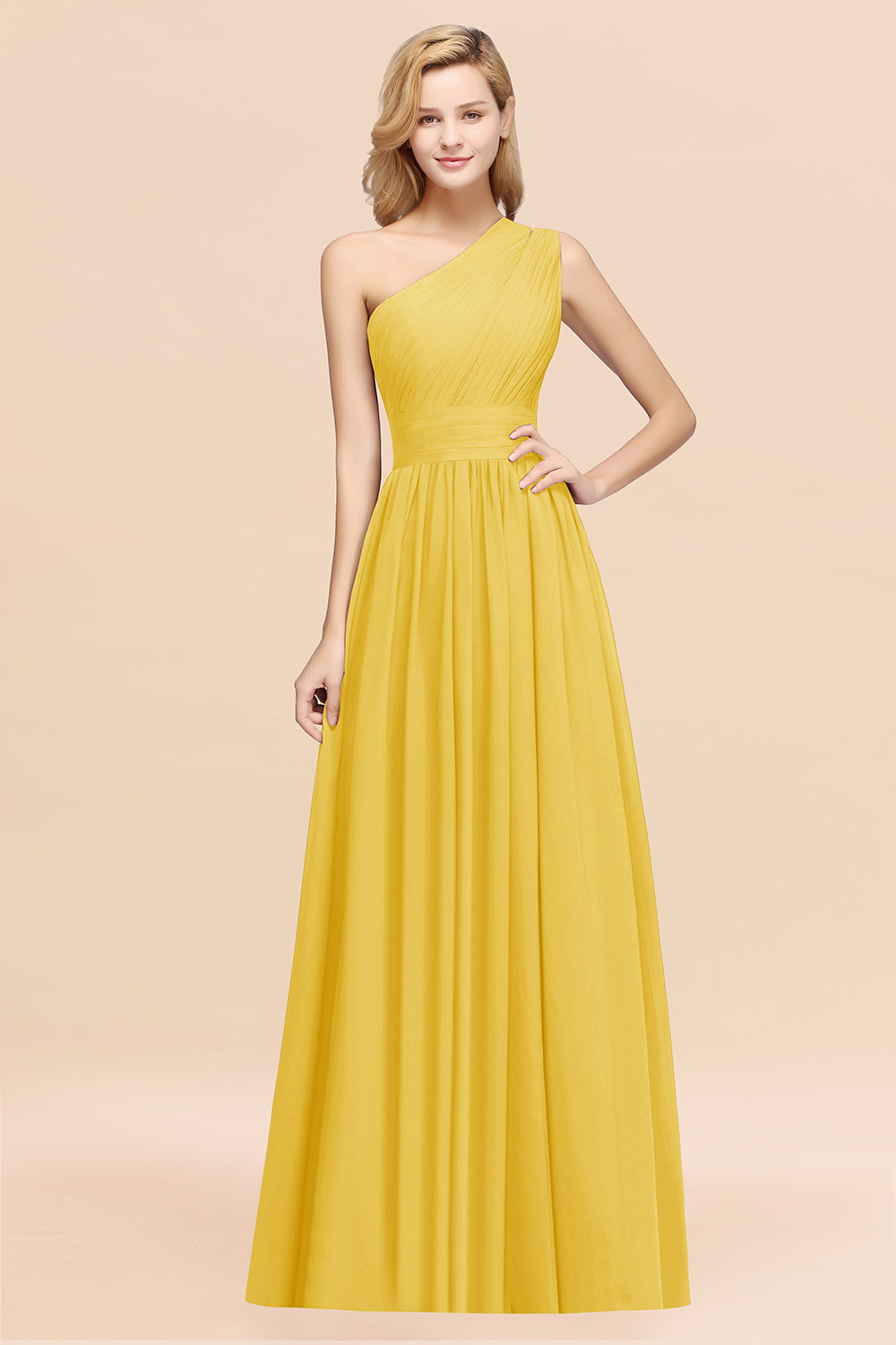 Stylish One-shoulder Sleeveless Long Junior Bridesmaid Dresses Affordable-Babyonlinedress