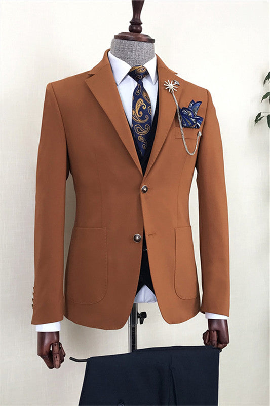 Suits for Men Newest Brown Single Breasted Notched Lapel Business Suit-Babyonlinedress