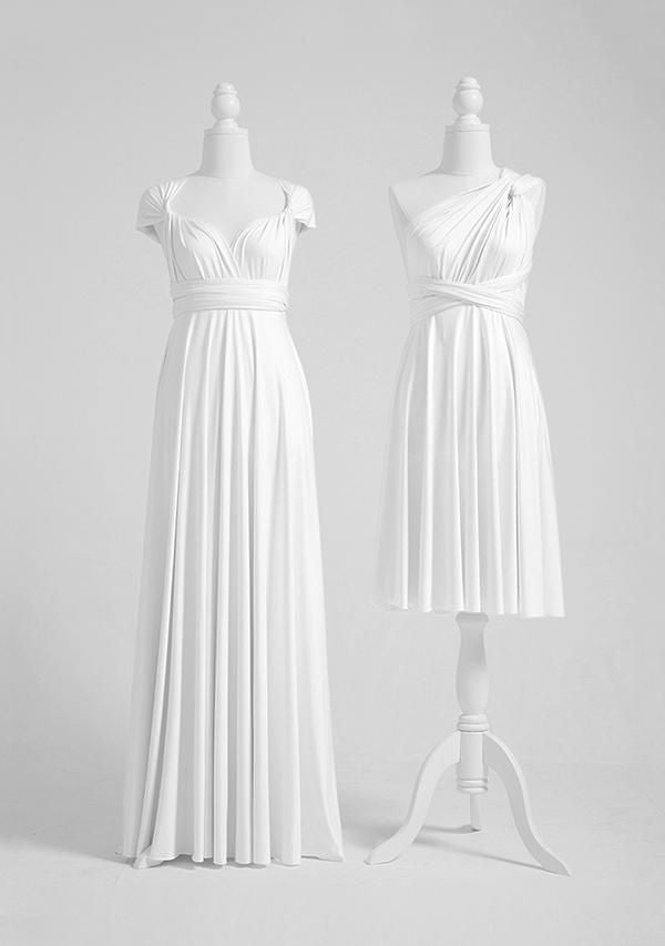 White Multiway Infinity Ruffles A-Line Bridesmaid Dresses-Babyonlinedress