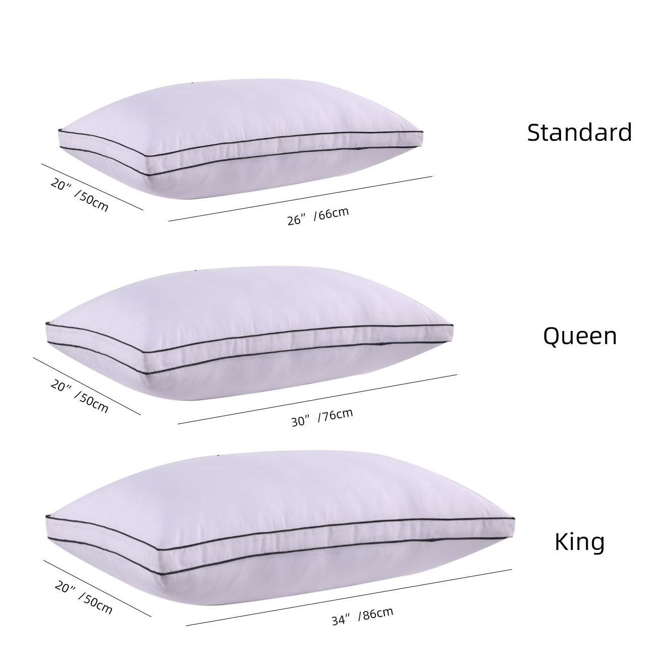 Down Alternative Supportive Bed Pillow for Home, Queen Size Set of 2, Soft Fluffy Breathable and Sweat Wicking, Hotel Collection Gusseted Cooling Pillow 20 x 30 inches