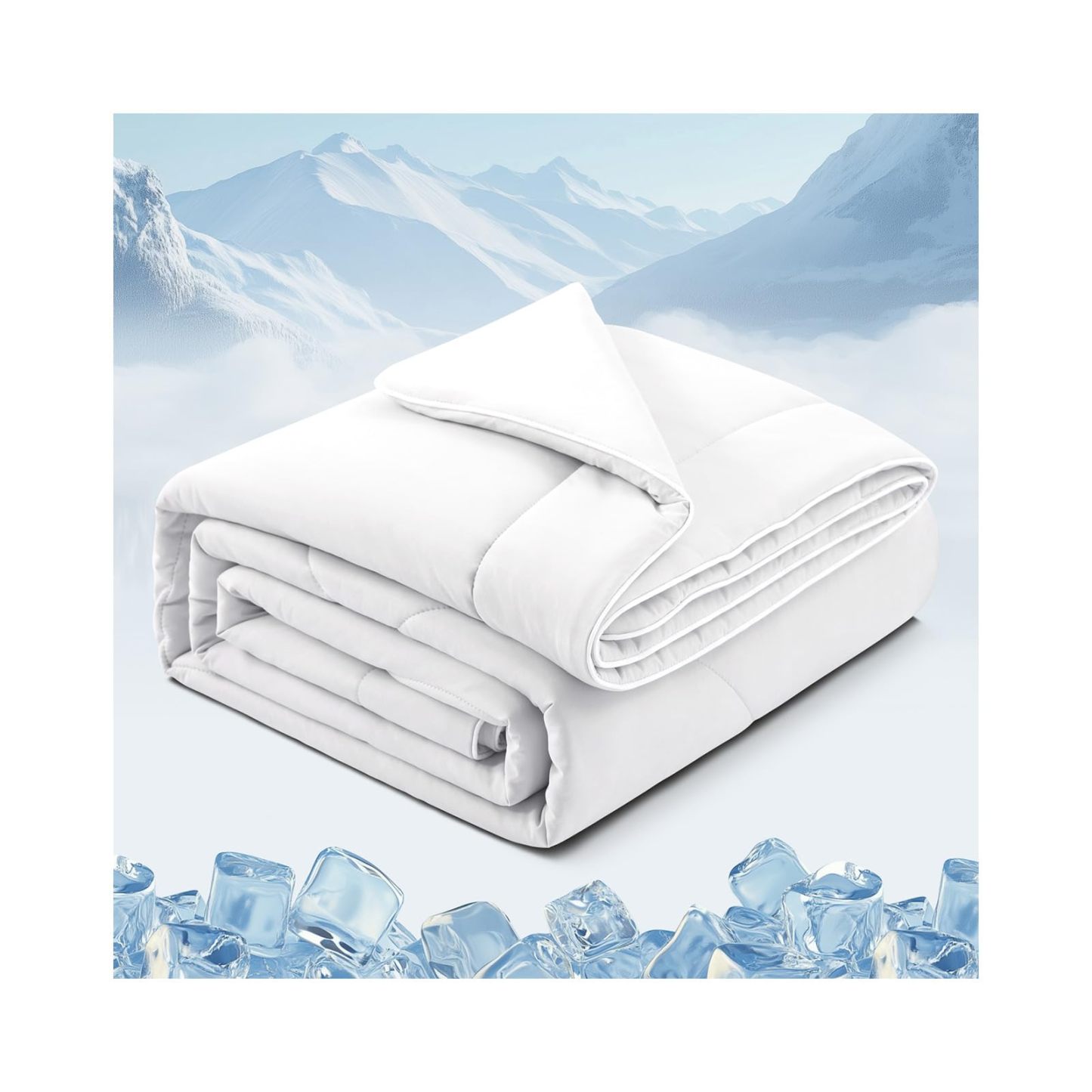Cooling Blankets for Hot Sleepers and Night Sweats Relief, Q-Max>0.5 Cooling Comforter to Relief Hot Flashes, Queen Size Lightweight Summer Ice Breathable Double-Sided 90"x90", Icy White