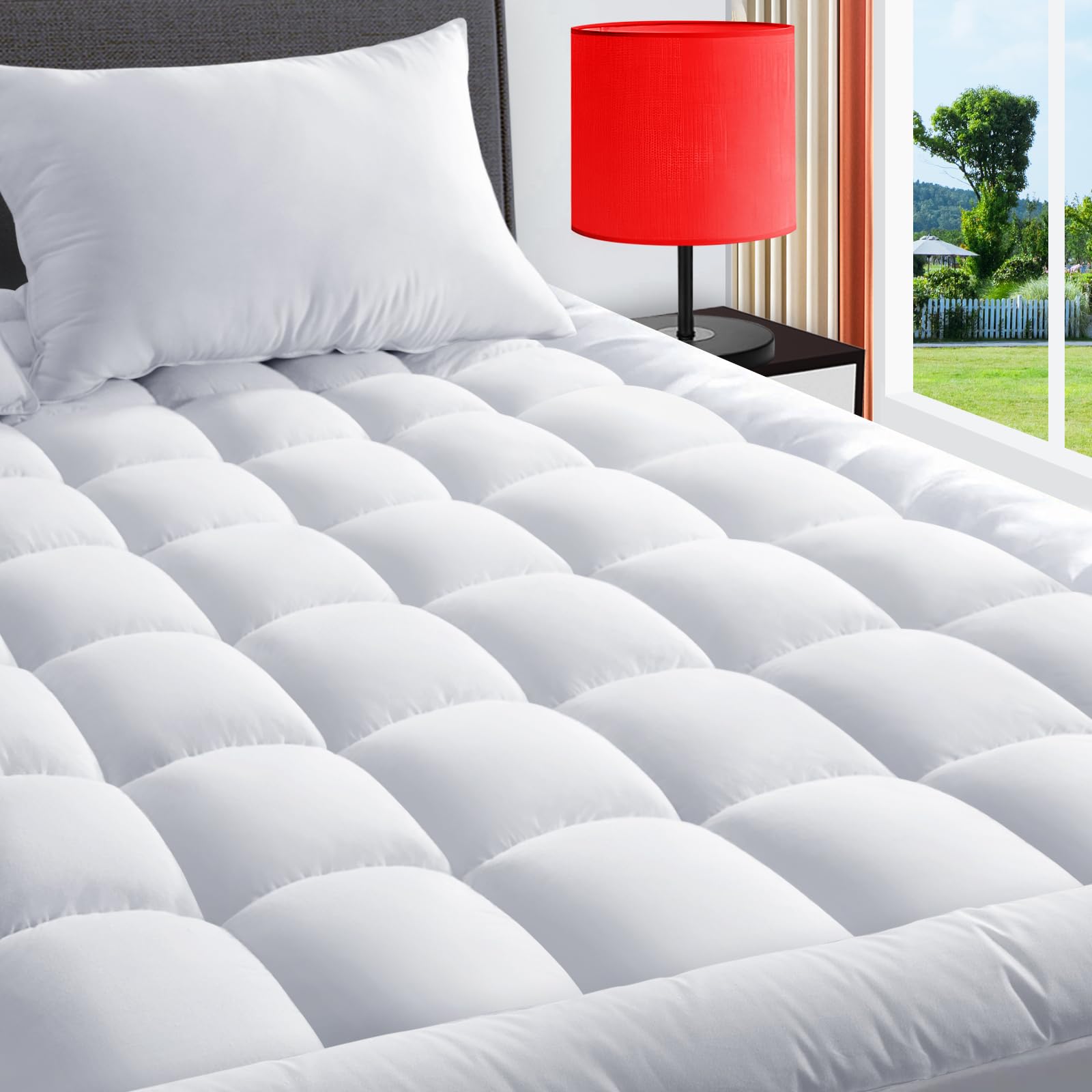 Twin Mattress Pad - Quilted Fitted Mattress Topper Protector, Soft Noiseless Pillow Top Cover with 8-21 Inch Deep Pocket, Cooling Breathable 4D Spiral Fiber in Beige