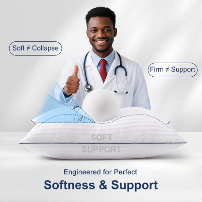 Medium Firm Pillows Standard Size Set of 2, Fluffy&Soft for Back,Stomach,Side Sleepers, Filled with Down Alternative, Luxury Hotel Pillows for Bed 2 Pack -20×26