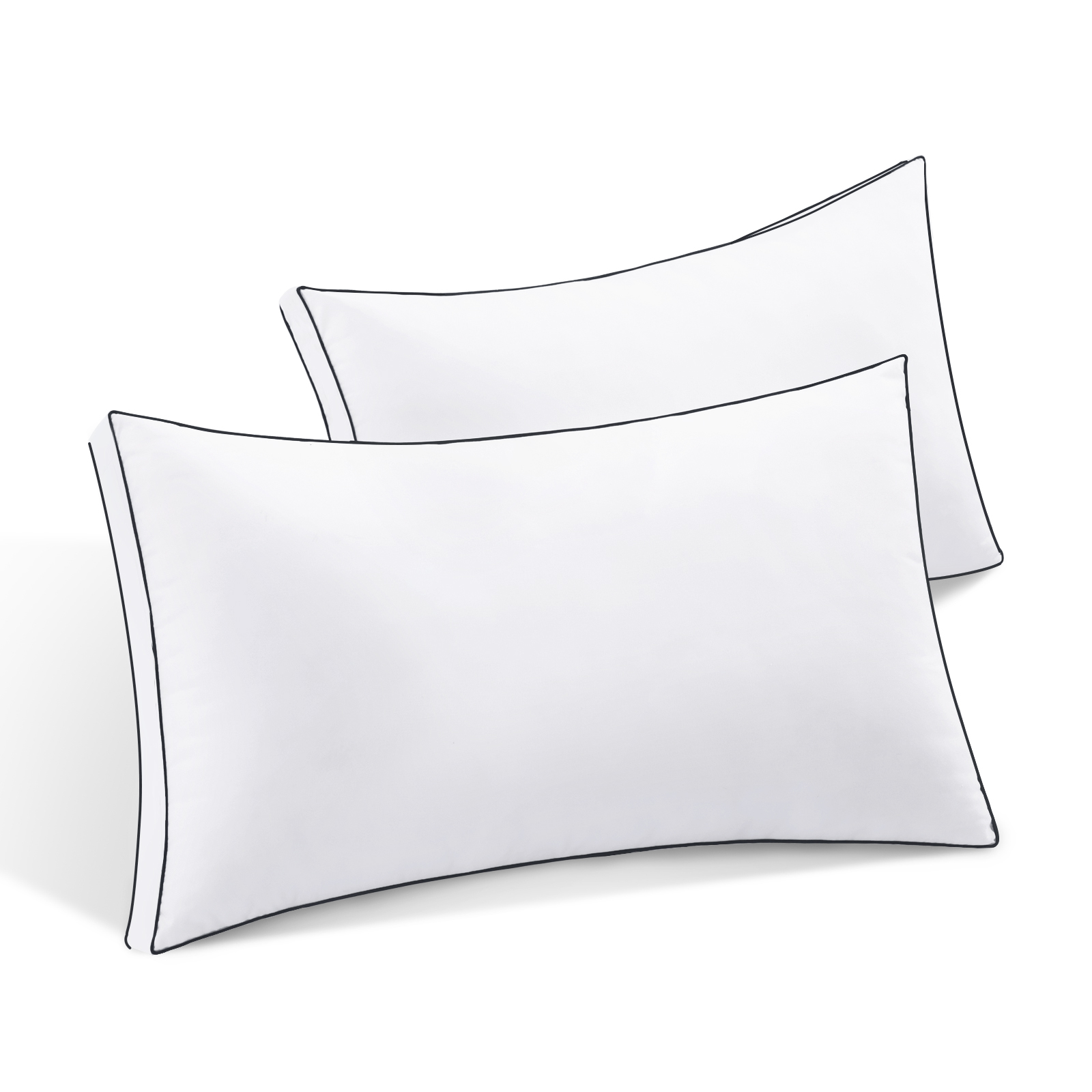 Bed Pillow Standard Size Set of 2, Cool-Touch Extra-Support Gusseted Edge for Side Sleepers, Hotel Collection Down Alternative (20x30)