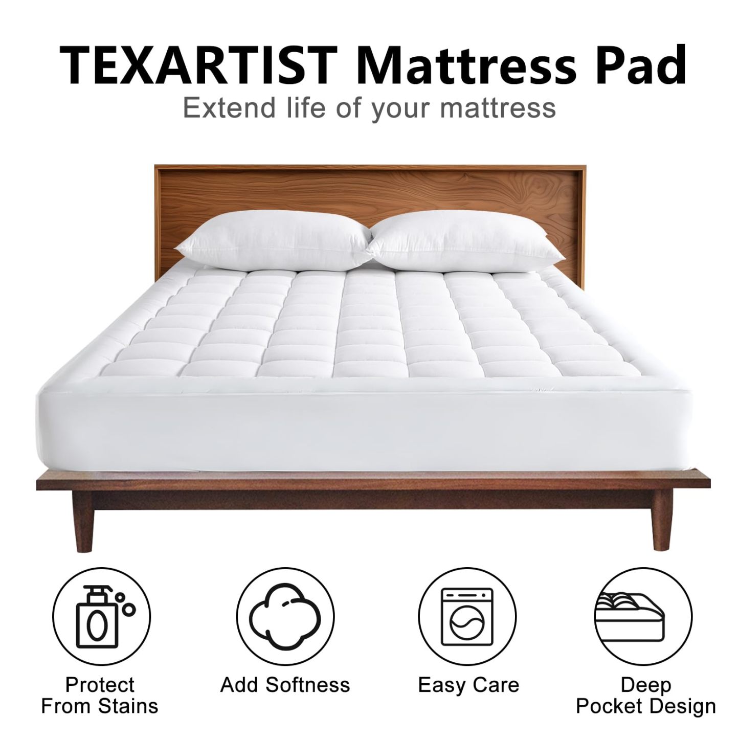 Twin Mattress Pad - Quilted Fitted Mattress Topper Protector, Soft Noiseless Pillow Top Cover with 8-21 Inch Deep Pocket, Cooling Breathable 4D Spiral Fiber in Beige