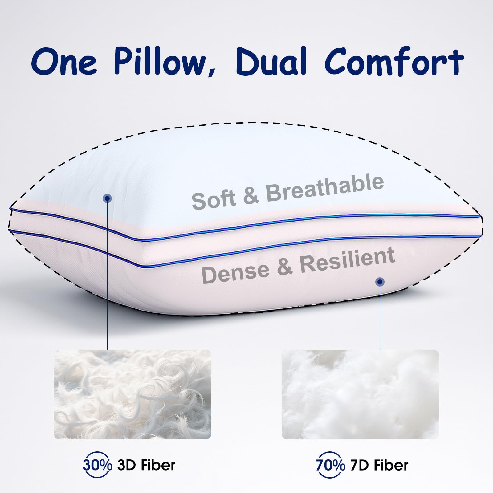 Bed Pillow king Size Set of 2, Hotel Quality Gusseted Cooling Pillow for Side Sleepers,Supportive Down Alternative, 20x34 Inches