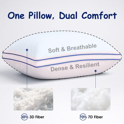 Bed Pillow king Size Set of 2, Hotel Quality Gusseted Cooling Pillow for Side Sleepers,Supportive Down Alternative, 20x34 Inches