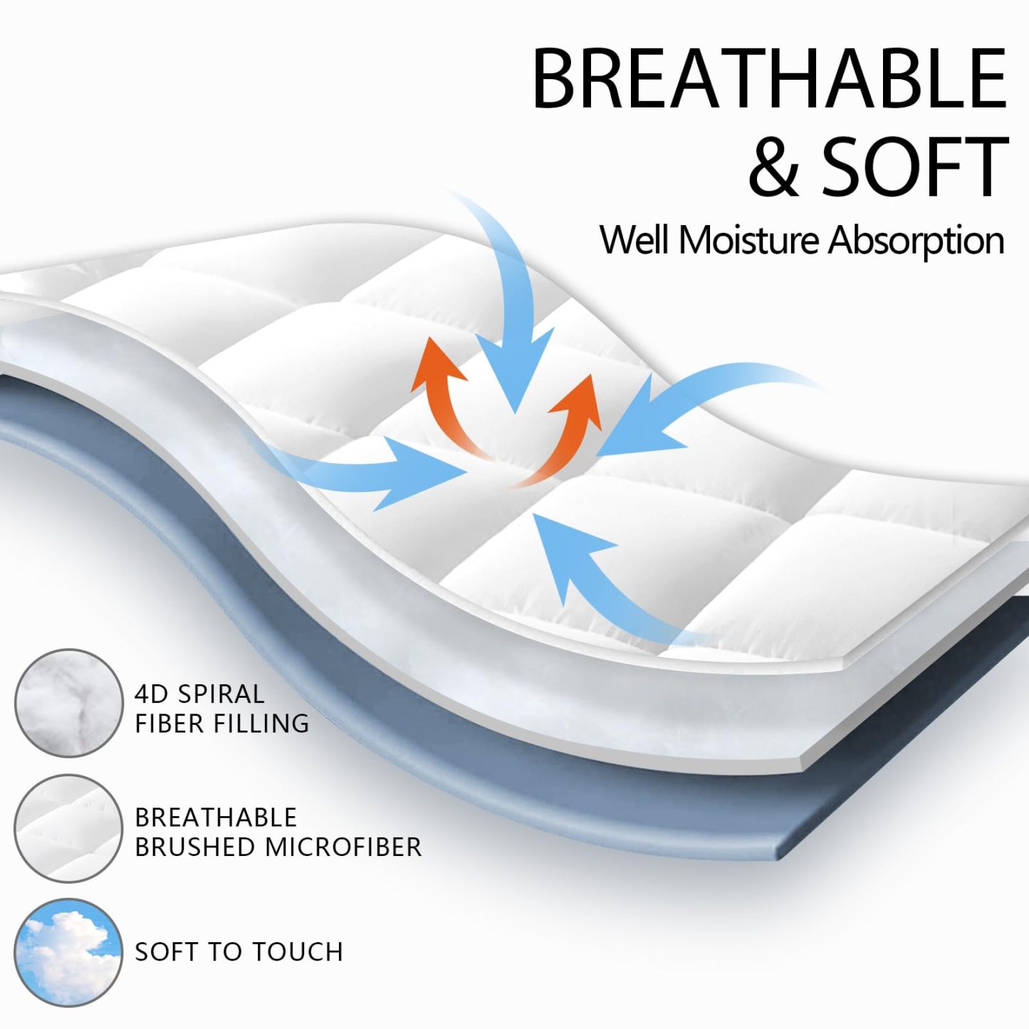 Twin Mattress Pad - Quilted Fitted Mattress Topper Protector, Soft Noiseless Pillow Top Cover with 8-21 Inch Deep Pocket, Cooling Breathable 4D Spiral Fiber in Beige