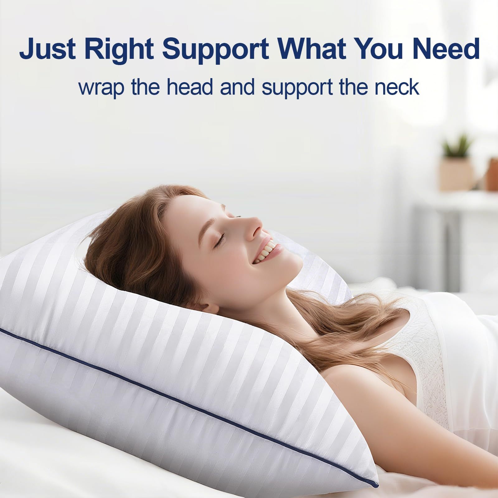 Medium Firm Pillows Standard Size Set of 2, Fluffy&Soft for Back,Stomach,Side Sleepers, Filled with Down Alternative, Luxury Hotel Pillows for Bed 2 Pack -20×26