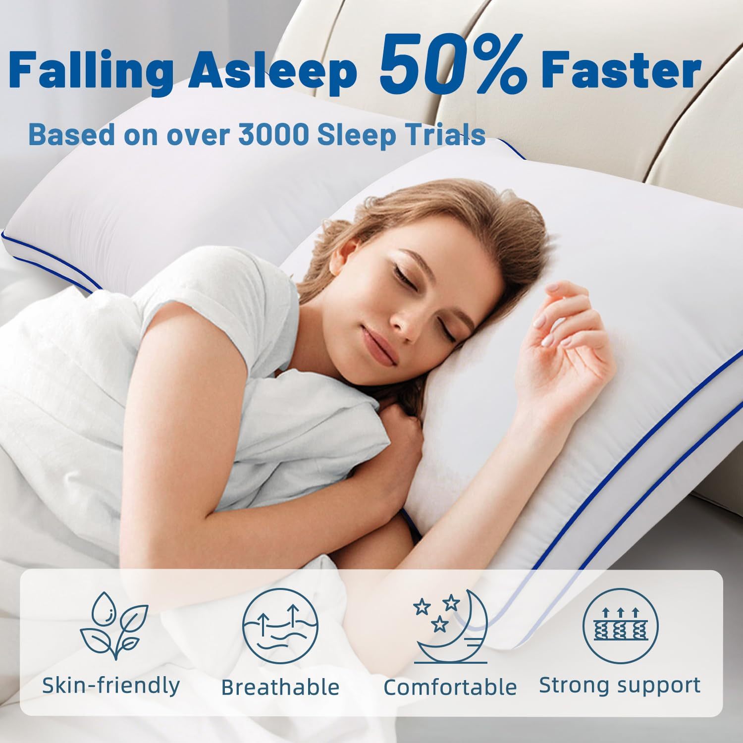 Bed Pillow king Size Set of 2, Hotel Quality Gusseted Cooling Pillow for Side Sleepers,Supportive Down Alternative, 20x34 Inches