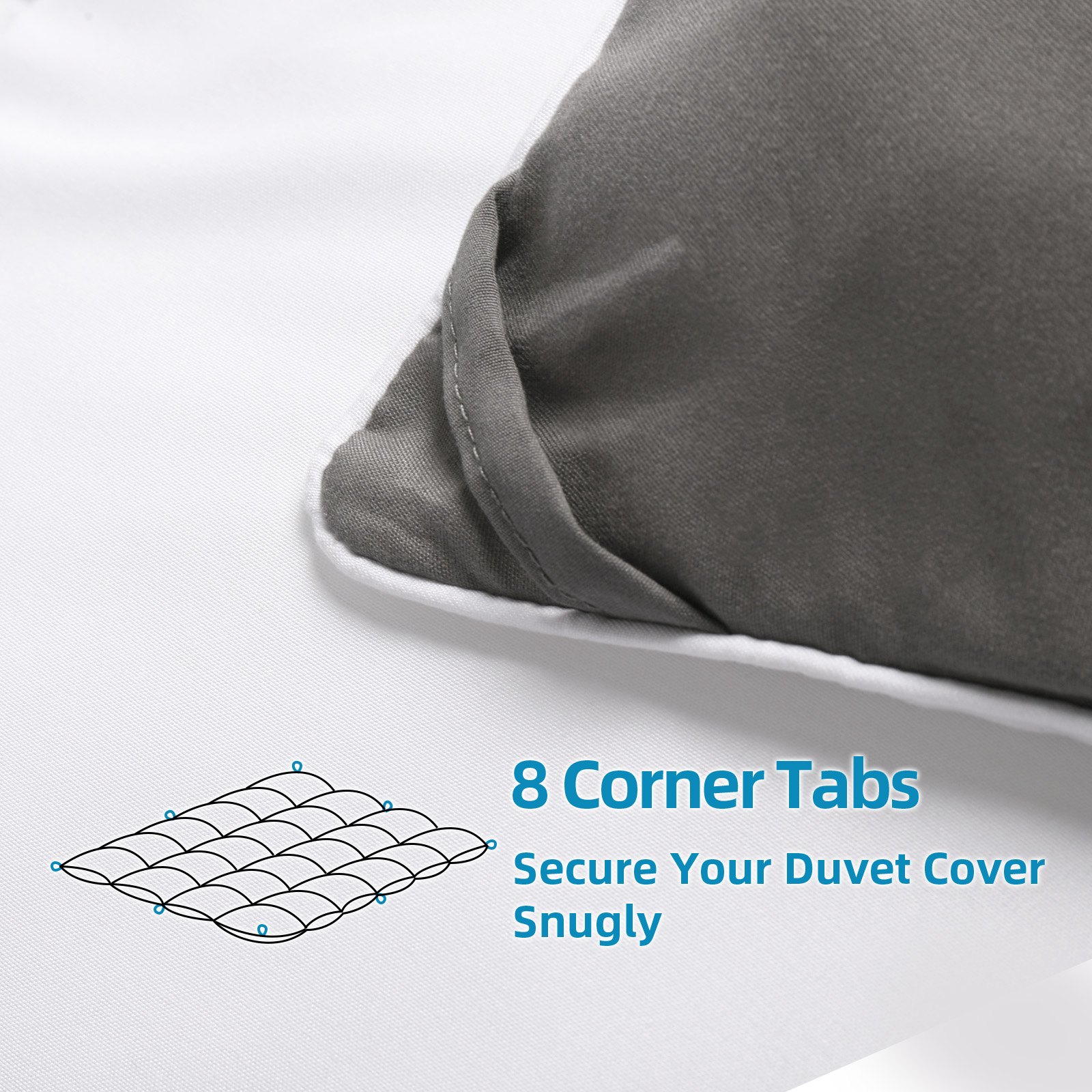 CHOPINMOON All Season King Comforter Cooling Quilted Down Alternative Duvet Insert with 8 Corner Tabs,Luxury,Reversible,White/Grey,90 x 102 inches