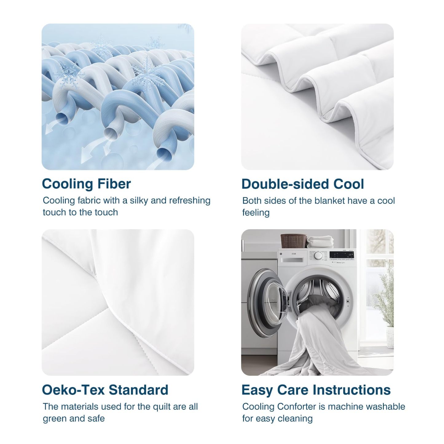 Cooling Blankets for Hot Sleepers and Night Sweats Relief, Q-Max>0.5 Cooling Comforter to Relief Hot Flashes, Queen Size Lightweight Summer Ice Breathable Double-Sided 90"x90", Icy White