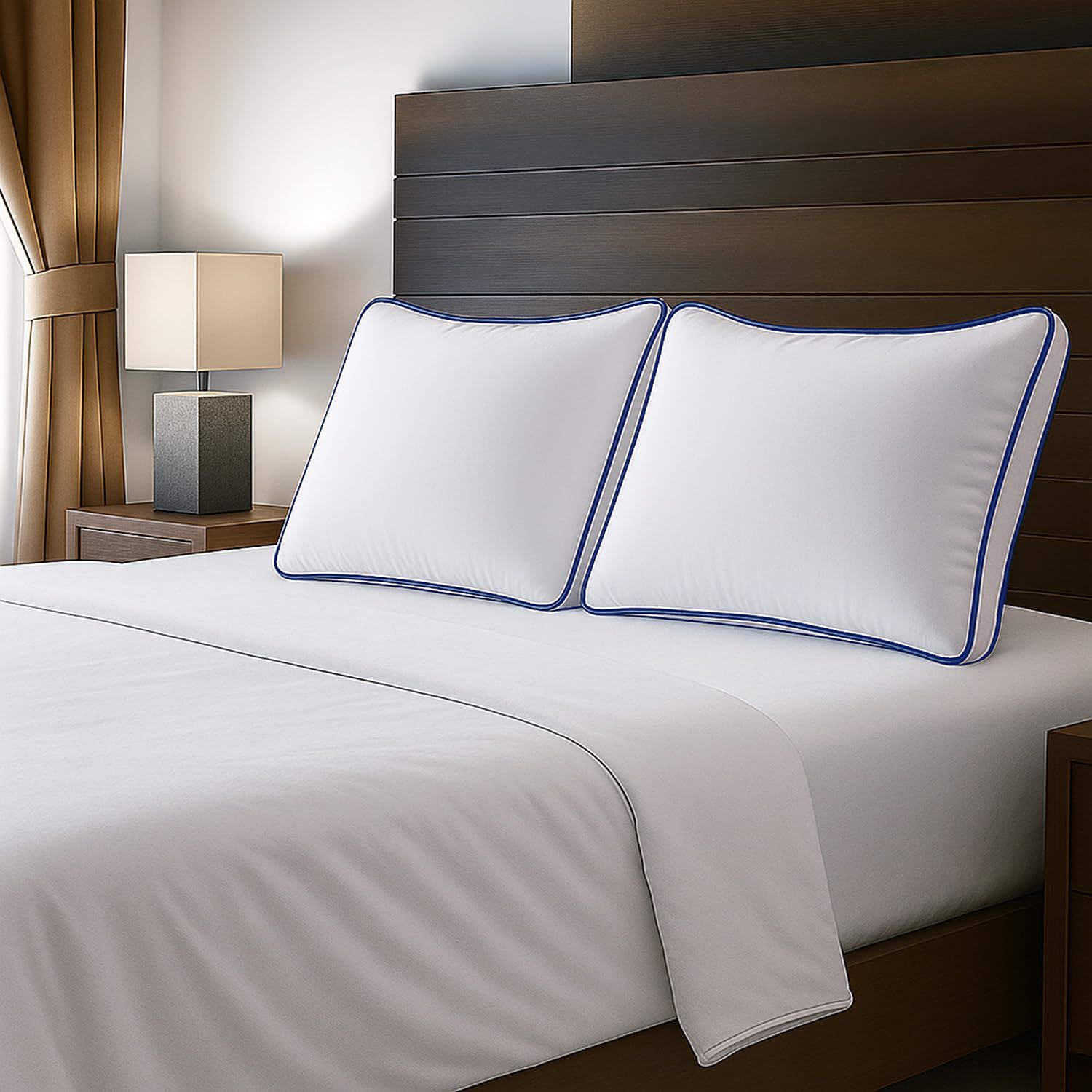 Bed Pillow king Size Set of 2, Hotel Quality Gusseted Cooling Pillow for Side Sleepers,Supportive Down Alternative, 20x34 Inches