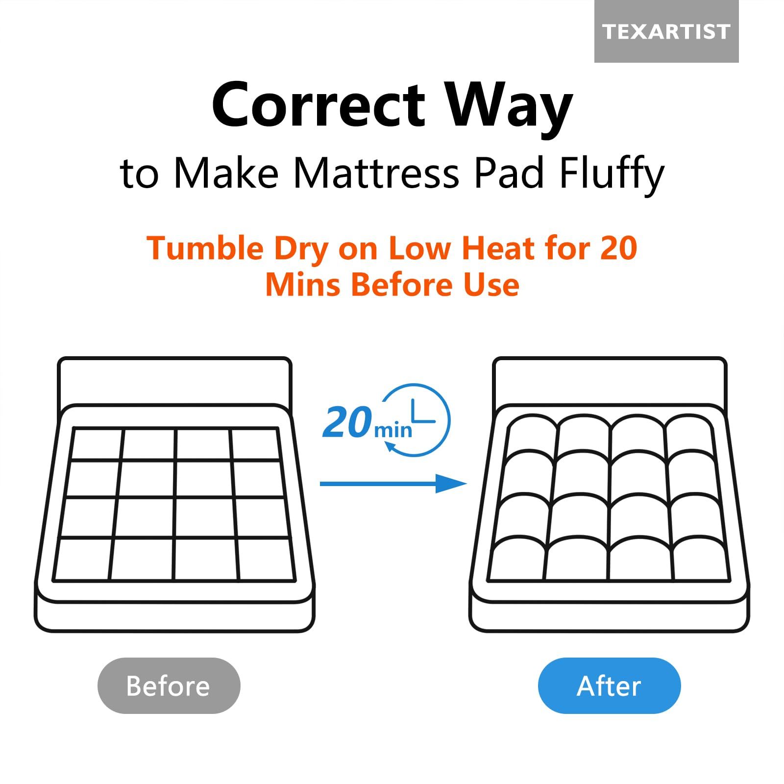 Mattress Pad Gray Full XL, Quilted Fitted With 8-21 Inch Deep Pocket