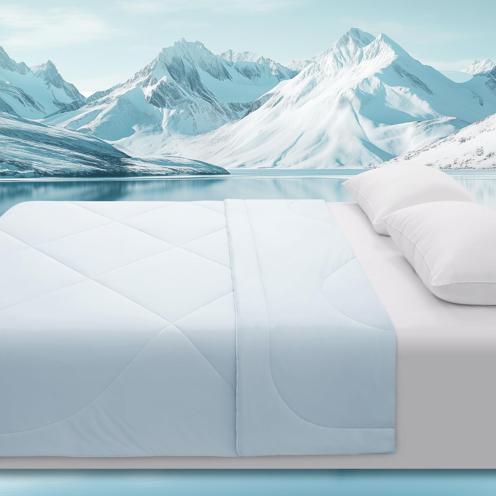 Cooling Blankets for Hot Sleepers and Night Sweats Relief, Q-Max>0.5 Cooling Comforter to Relief Hot Flashes, Queen Size Lightweight Summer Ice Breathable Double-Sided 90"x90", Ocean Breeze Blue