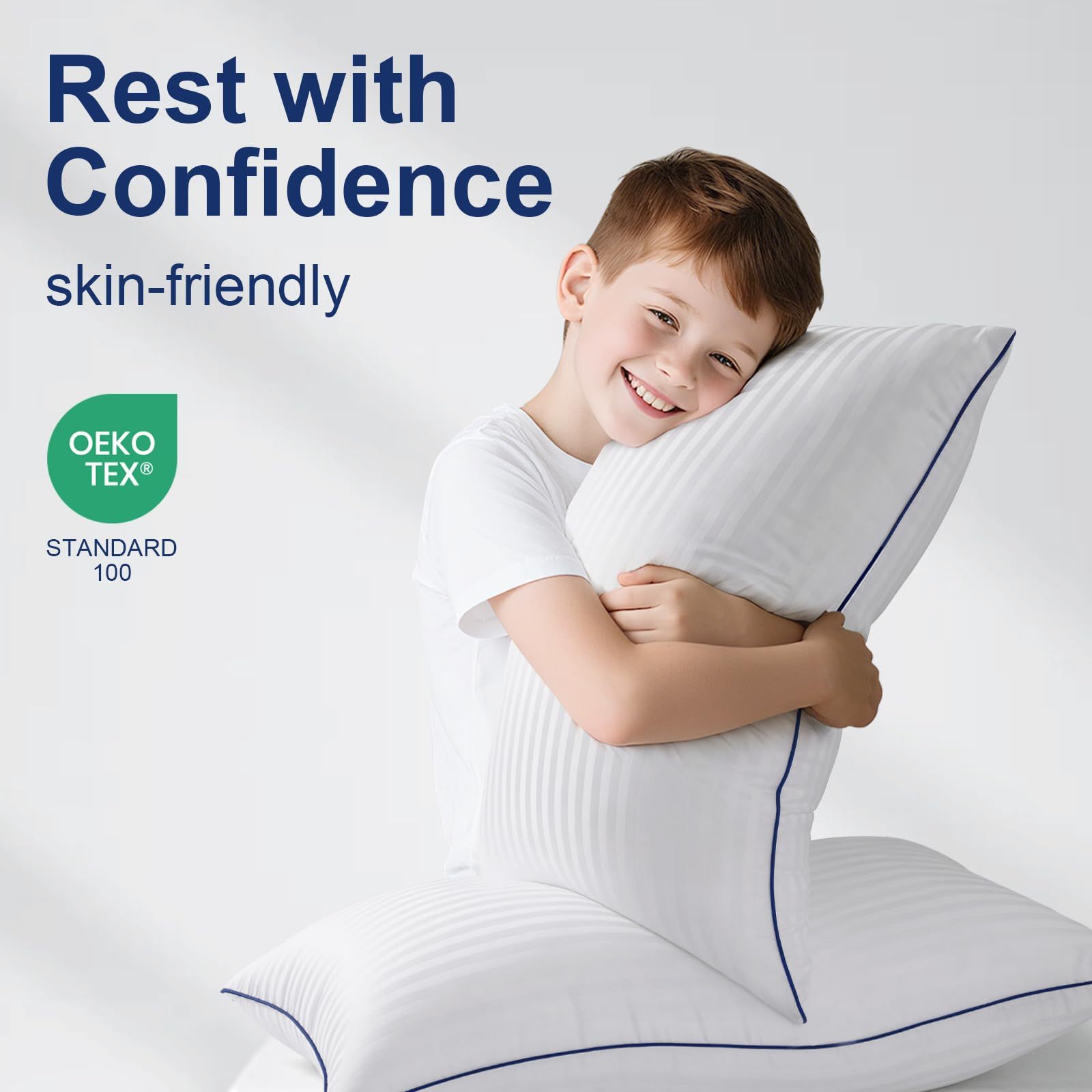 Medium Firm Pillows Standard Size Set of 2, Fluffy&Soft for Back,Stomach,Side Sleepers, Filled with Down Alternative, Luxury Hotel Pillows for Bed 2 Pack -20×26