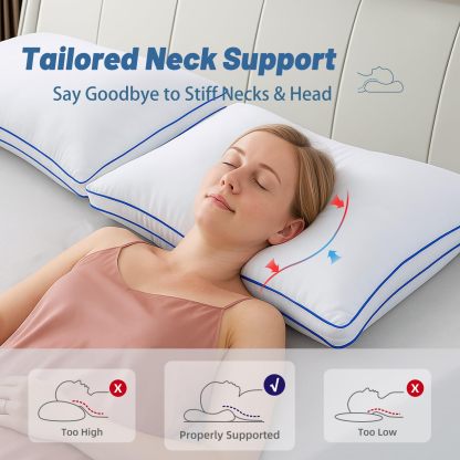 Bed Pillow king Size Set of 2, Hotel Quality Gusseted Cooling Pillow for Side Sleepers,Supportive Down Alternative, 20x34 Inches