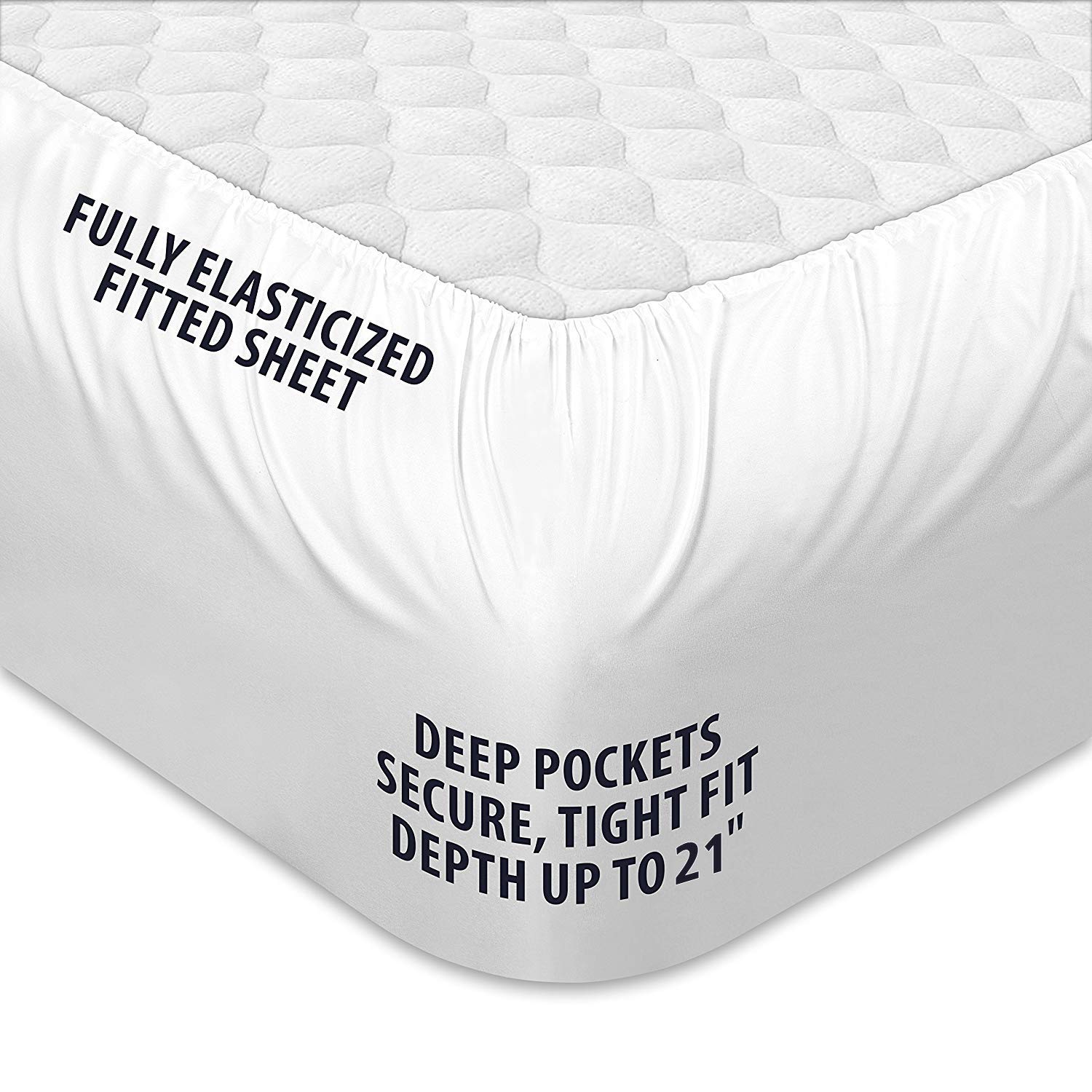 Twin Mattress Pad - Quilted Fitted Mattress Topper Protector, Soft Noiseless Pillow Top Cover with 8-21 Inch Deep Pocket, Cooling Breathable 4D Spiral Fiber in Beige